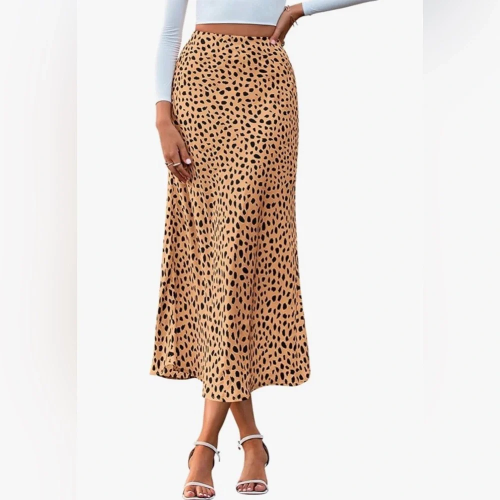 Leopard Print Midi Skirt XL